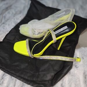 Cape Robbin Neon Yellow Heels with Sparkling Straps